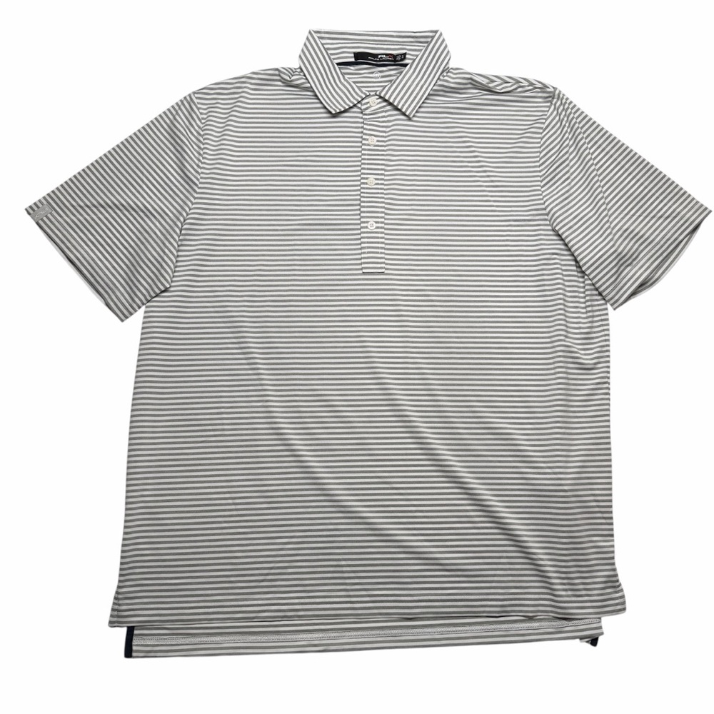 RLX Ralph Lauren Performance Golf Polo Shirt White/Gray Striped Men's XL